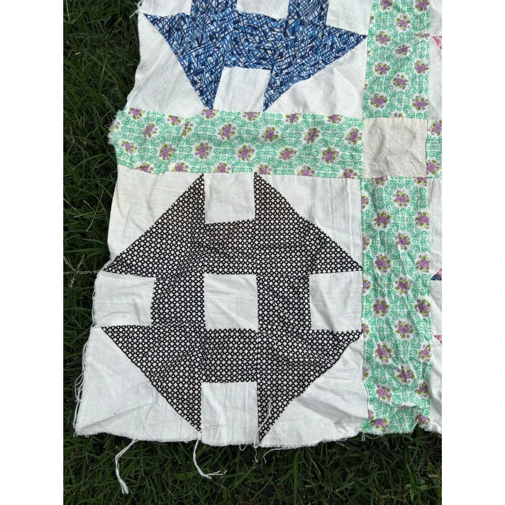 Vintage Handmade Quilt Top Cottagecore Patchwork Farmhouse Antique Quilt TOP